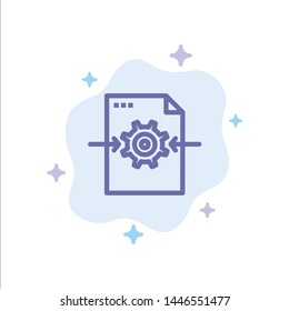 File, Gear, Setting, Arrow Blue Icon on Abstract Cloud Background