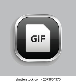 file gif fill icon design. Glossy Button style rounded rectangle isolated on gray background. Vector illustration