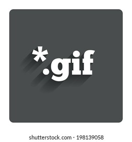 File GIF sign icon. Download image file symbol. Gray flat button with shadow. Modern UI website navigation. Vector