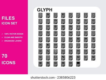 file Glyph Icons with White Background Free Vector