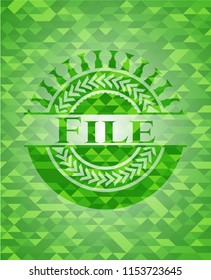 File green emblem with triangle mosaic background