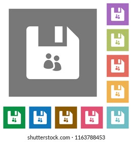 File group flat icons on simple color square backgrounds