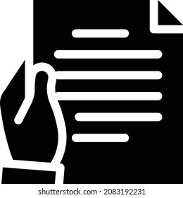 Datei in der Hand, Vektorgrafik einzeln auf transparentem Hintergrund . glyph-Vektorsymbole für Konzept- oder Web-Grafiken.