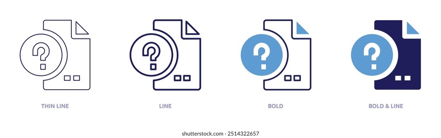 Icono de hash de archivos en 4 estilos diferentes. Línea delgada, línea, negrita y línea negrita. Estilo duotono. Trazo editable.