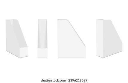 File Holder Mockup. Document Dispenser, Paper Tray, Isolated On White Background. Vector Illustration