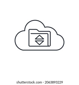 File hosting. Backup cloud automatic center. Database. Vector linear icon isolated on white background.