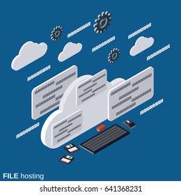 File hosting flat 3d isometric vector concept illustration