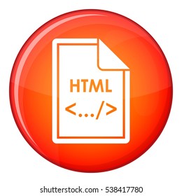 File HTML icon in red circle isolated on white background vector illustration