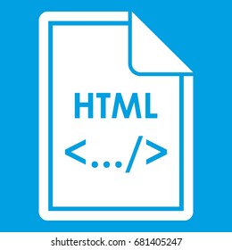 File HTML icon white isolated on blue background vector illustration