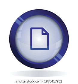 File icon. 3d round button blue vector icon for web, mobile app icon.