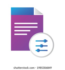 file icon. file with adjustmen icon. gradient style vector icon concept