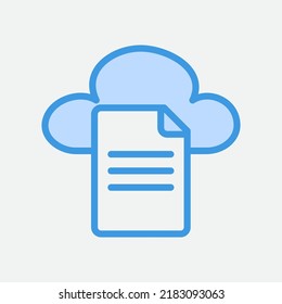 Icono de archivo en azul sobre computación en nube, uso para presentación de aplicaciones móviles en sitios web