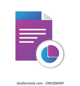 icono de archivo. con el icono de diagrama de negocio. concepto de icono de vector de estilo de degradado