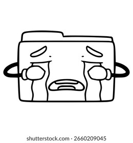file icon character crying illustration hand drawn outline vector