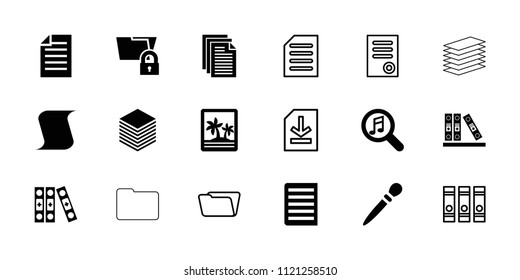 File icon. collection of 18 file filled and outline icons such as nail sawing, binder, document, folder protection, paper, folder. editable file icons for web and mobile.
