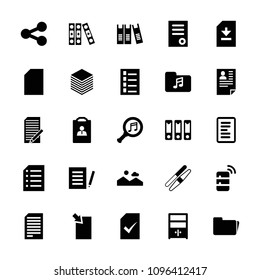 File icon. collection of 25 file filled icons such as document, sawing, paper, serach music, binder, cupboard, server, resume, share. editable file icons for web and mobile.