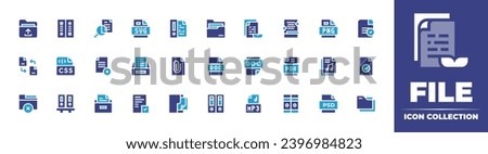 File icon collection. Duotone color. Vector and transparent illustration. Containing folder, exchange, doc, remove, storage, png, file, music, psd, delete file, pdf.