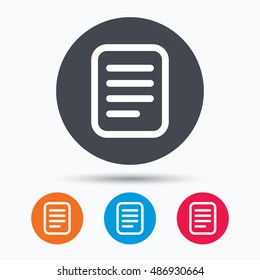 File icon. Document page sign.