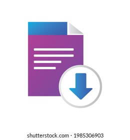 icono de archivo. con el icono de descarga. concepto de icono de vector de estilo de degradado