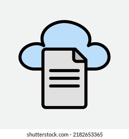 Icono de archivo con estilo de línea relleno sobre computación en nube, uso para presentación de aplicaciones móviles en sitios web