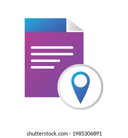 icono de archivo. con el icono de ubicación. concepto de icono de vector de estilo de degradado
