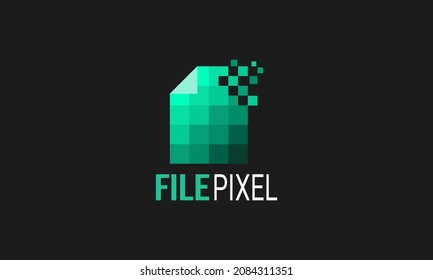 file icon logo with gradient color pixel effect