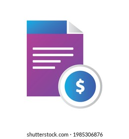 file icon. file with money icon. gradient style vector icon concept