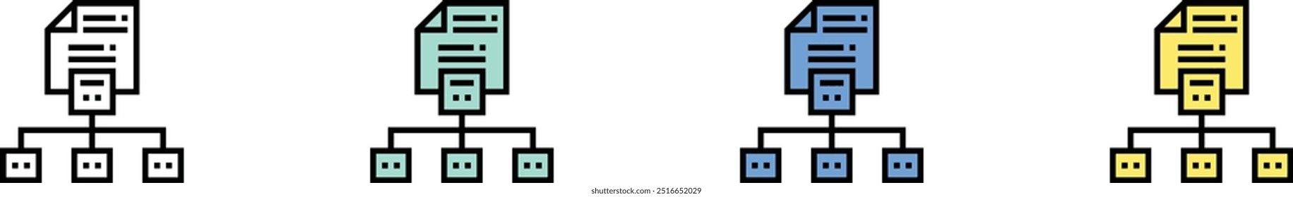 file icon. Outline, Green, Blue and Yellow Style Design Isolated On White Background