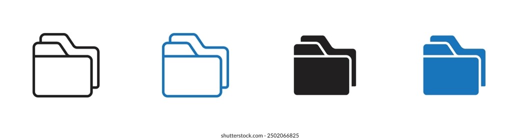 File icon Outline set in black and white color