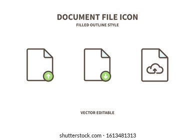 FIle Icon Pack V.3 with Filled Outline Style, Vector Editable
