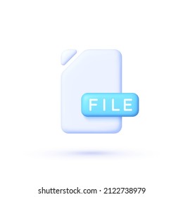File Icon for paper design. 3d illustration on white backdrop. Vector 3d business illustration