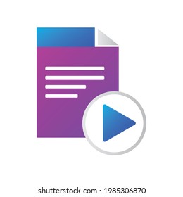 file icon. file with play button icon. gradient style vector icon concept