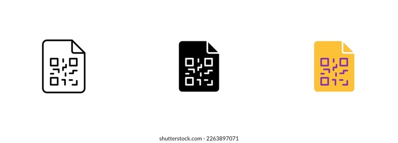 File icon with the Quarcode. Scan me icon, encryption, social media advertising. Vector set of icons in line, black and colorful styles isolated on white background.