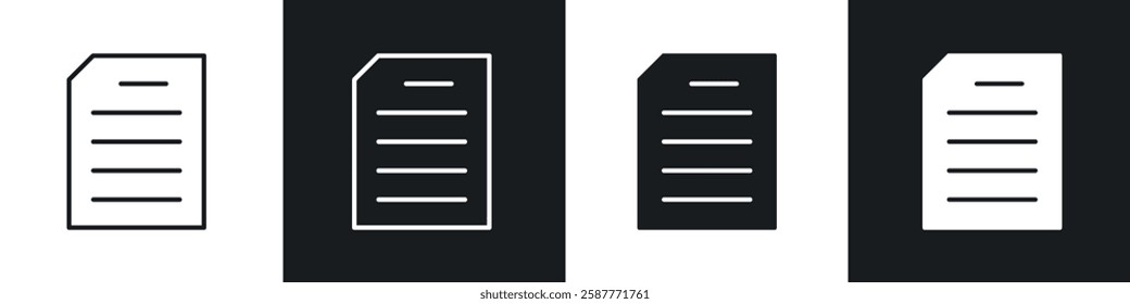 File icon set black and white colors. Graphic Vector icons pack