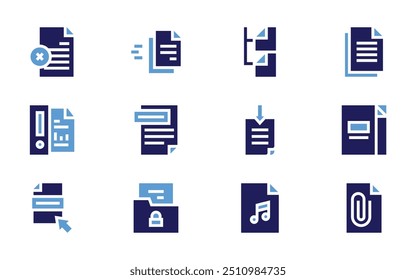 File icon set. Bold style. Duotone colors. file, file download, audio file.