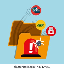 File and icon set. Cyber security system and media theme. Colorful design. Vector illustration