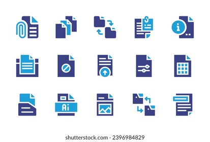 File icon set. Duotone color. Vector illustration. Containing copy, file upload, image file, attach, file, ai, files.