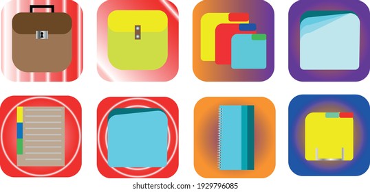 
File Icon Set For Mobile Applications And Smartphone Menus. Operating System Shell Development