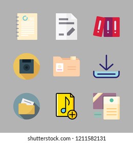 file icon set. vector set about music file, folder, document and download icons set.
