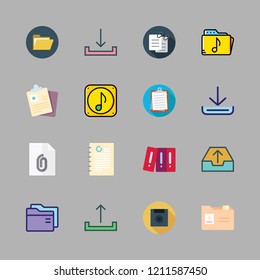 file icon set. vector set about upload, document, download and music file icons set.