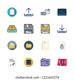 file icon set. vector set about outbox, download, clipboard and upload icons set.