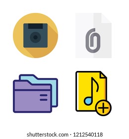 file icon set. vector set about document, diskette, music file and folder icons set.