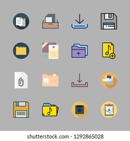 file icon set. vector set about documents, music file, floppy disk and music folder icons set.