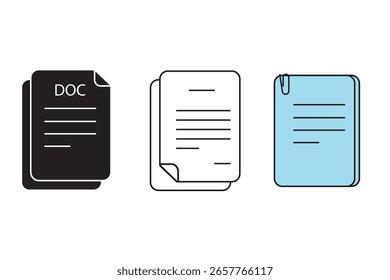 Icono de archivo establecido en el fondo blanco. para su diseño de Sitio web, logotipo, App, interfaz de usuario. Ilustración gráfica de Vector y trazo editable. Iconos de documento en diferentes estilos. Iconos de archivo de documento. EPS 10.