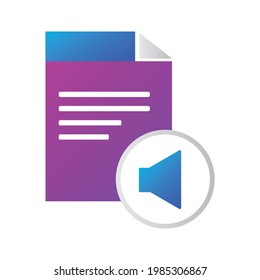 file icon. file with sound icon. gradient style vector icon concept