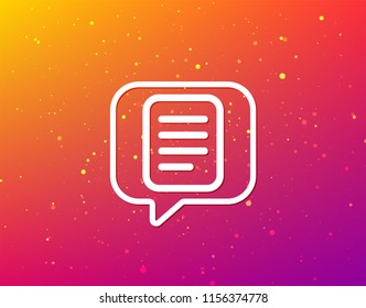 File icon. Text document page symbol. Soft color gradient background. Speech bubble with flat icon. Vector