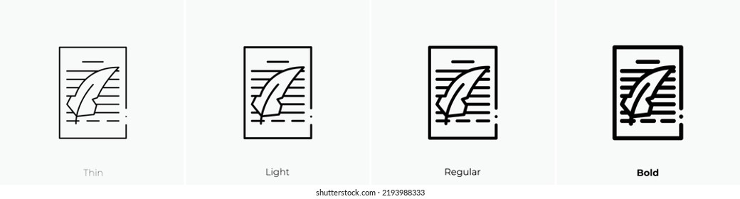 file icon. Thin, Light Regular And Bold style design isolated on white background