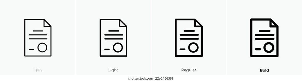file icon. Thin, Light Regular And Bold style design isolated on white background