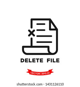 file icon in trendy flat style, delete file vector icon 