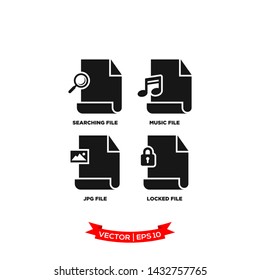 file icon in trendy flat style, searching, locked, jpeg, music